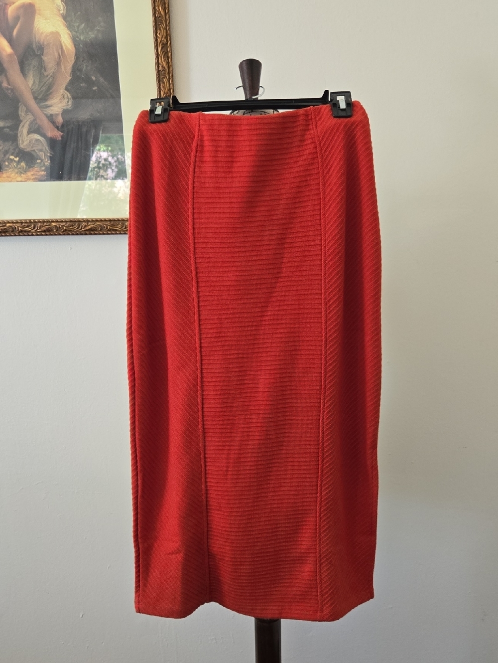 Band Of The Free Orange Ribbed Midi Length Skirt